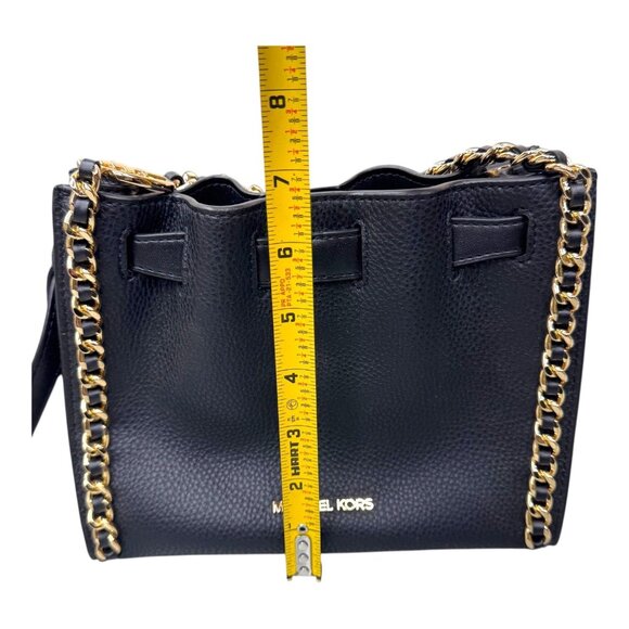 Michael Kors Mina Jet Set Chain Small Black Pebbled Leather Hobo Crossbody Bag - Picture 6 of 11